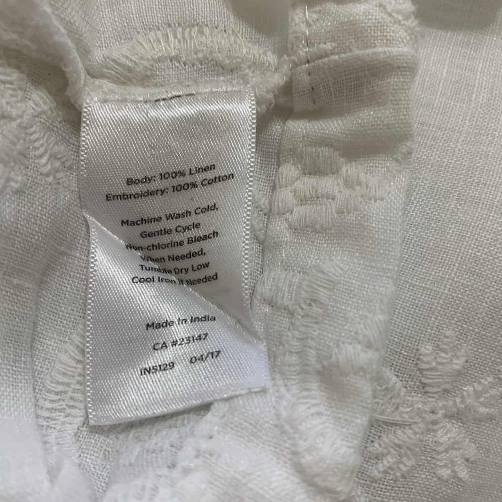 Talbots 1X White Linen Embroidered Blouse Boho Cottagecore Floral 3/4 Sleeve Top - Picture 11 of 11